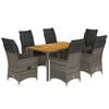 vidaXL Set mobilier de grădină cu perne, 7 piese, gri, poliratan