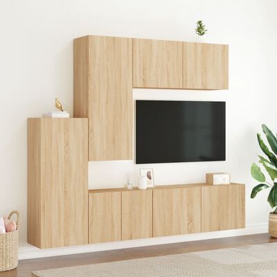 vidaXL Unități TV de perete, 5 piese, stejar sonoma, lemn prelucrat