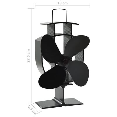 vidaXL Ventilator de sobă cu alimentare termică, 4 palete, negru