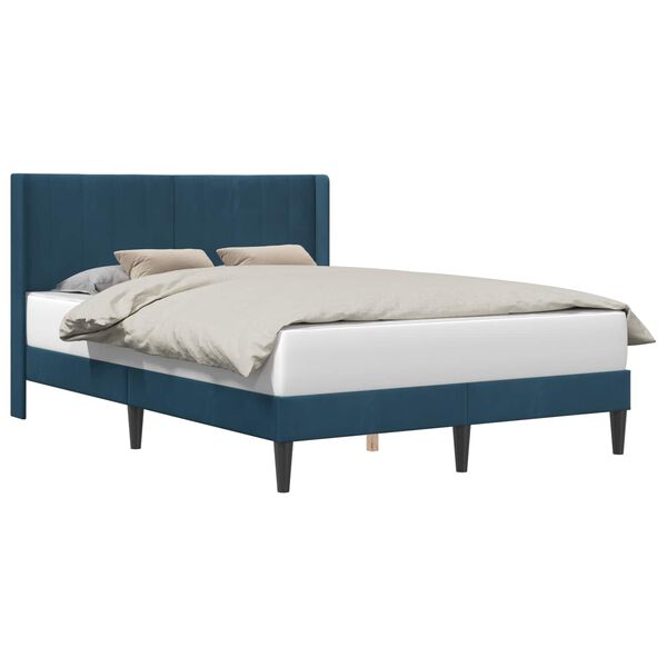 vidaXL Cadru de pat cu headboard albastru 120 x 200 cm Catifea