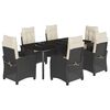 vidaXL Set mobilier de grădină cu perne, 7 piese, negru, poliratan