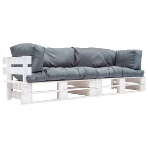 vidaXL Set canapea grădină paleți perne gri, 2 piese, lemn pin