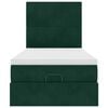 vidaXL Cadru de pat otoman cu saltele, catifea verde &icirc;nchis 90x190cm