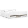 vidaXL Cadru de pat cu 4 sertare, alb, 180x200 cm, lemn masiv pin