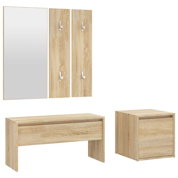 vidaXL Set de mobilier pentru hol, stejar sonoma, lemn prelucrat