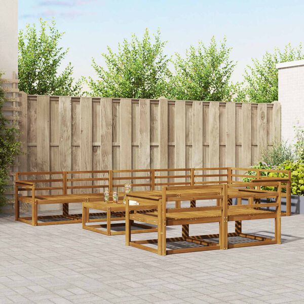 vidaXL Set de canapele de exterior 9 pcs natural Lemn Solid de Acacia