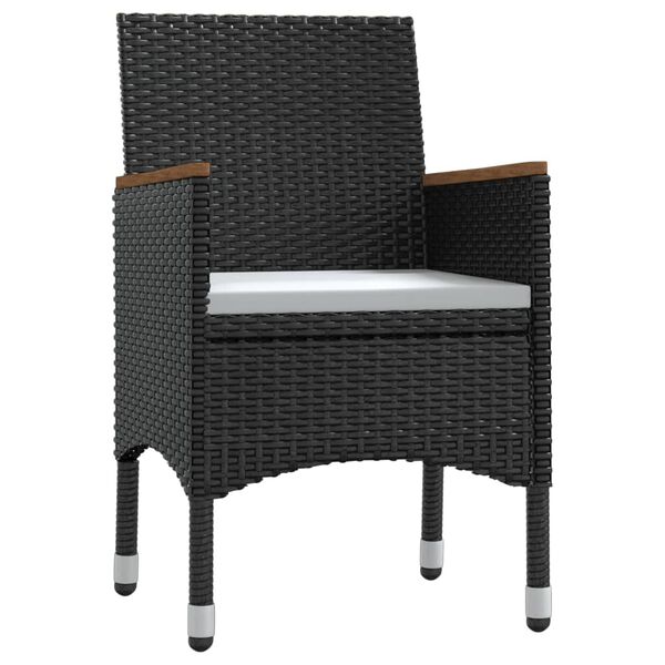 vidaXL Set de masă pentru grădină, 7 piese, cu perne, negru