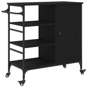 vidaXL Troler de Bucătărie Stejar Negru 87.5 x 39 x 84.5 cm