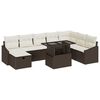vidaXL Set de canapele pentru grădină cu pernă 9 pcs Maro Rattan poli
