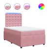 vidaXL Pat box spring cu saltea, roz, 120x200 cm, catifea