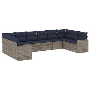 vidaXL Set canapele de grădină cu perne, 10 piese, gri, poliratan