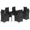 vidaXL Set mobilier de grădină cu perne, 7 piese, negru, poliratan