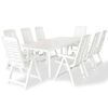 vidaXL Set mobilier de exterior, 9 piese, alb, plastic