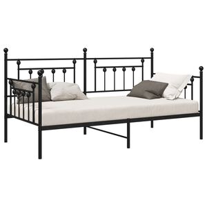 vidaXL Cadru de pat de zi Negru 107 x 203 cm Oțel