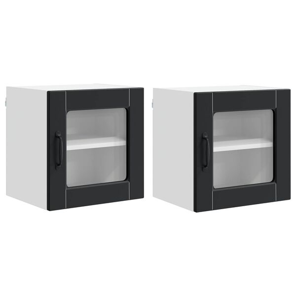 vidaXL Dulap de bucătărie 2 pcs Negru 40 x 31 x 40 cm Lemn compozit