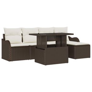 vidaXL Set de Locuri pentru Exterior cu pernă 6 pcs Maro Rattan poli