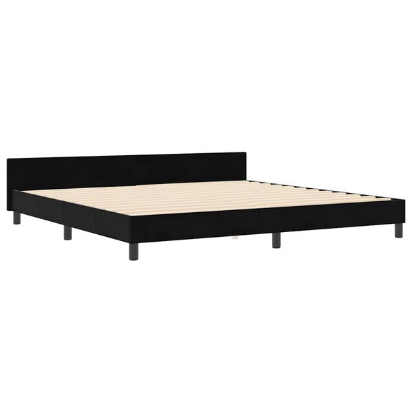 vidaXL Pat cu arcuri cu headboard Negru 200 x 200 cm Catifea