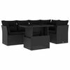 vidaXL Set mobilier de grădină cu perne, 6 piese, negru, poliratan