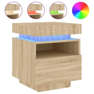 vidaXL Noptieră cu lumini LED, stejar sonoma, 40x39x48,5 cm