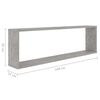 vidaXL Rafturi de perete cub, 2 buc., gri beton, 100x15x30 cm, PAL