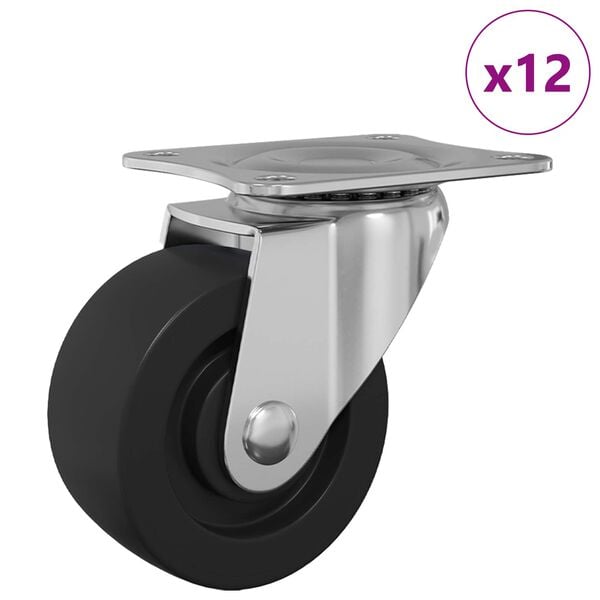 vidaXL Roată pivotantă 12 pcs Argintiu 60 x 60 x 50 mm Fier și nylon