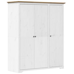 vidaXL Șifonier "BODO", alb & maro, 146x53,5x173 cm, lemn masiv de pin