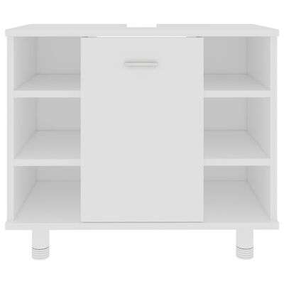 vidaXL Set mobilier de baie, 4 piese, alb, lemn prelucrat