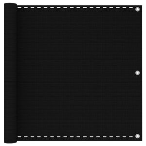vidaXL Paravan de balcon, negru, 90x600 cm, HDPE