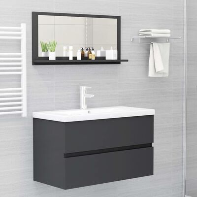 vidaXL Oglindă de baie, gri, 80 x 10,5 x 37 cm, PAL