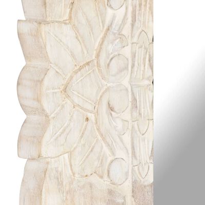 vidaXL Oglindă 110x50 cm, alb, lemn masiv de mango