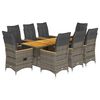 vidaXL Set mobilier grădină cu perne, 9 piese, gri, poliratan