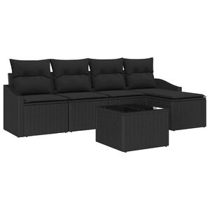 vidaXL Set de canapea 6 buc. Negru poliratan