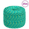 vidaXL Fr&acirc;nghie de barcă, verde, 8 mm, 25 m, polipropilenă