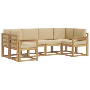 vidaXL Set de canapele de exterior cu pernă 6 pcs Alb și Bej
