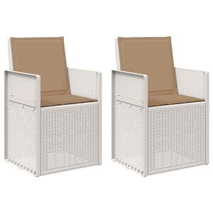 vidaXL Scaune de Dining pentru Grădină 2 pcs Alb și taupe PP