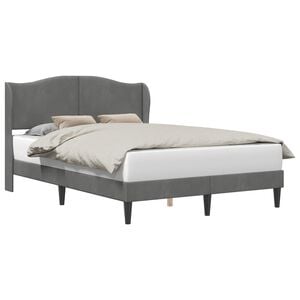 vidaXL Cadru de pat cu headboard Gri &icirc;nchis 140 x 190 cm Catifea