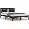 vidaXL Cadru de pat dublu, negru, 135x190 cm, lemn masiv