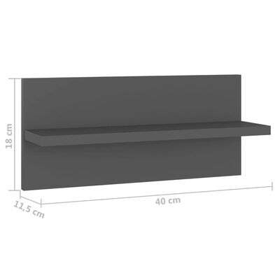 vidaXL Rafturi de perete, 4 buc., gri, 40x11,5x18 cm, PAL