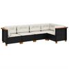 vidaXL Set mobilier de grădină cu perne, 5 piese, negru, poliratan