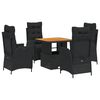 vidaXL Set mobilier de grădină cu perne, 5 piese, negru, poliratan