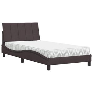 vidaXL Pat cu saltea, Hanko, maro &icirc;nchis, 100x200 cm, textil
