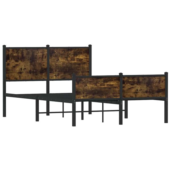 vidaXL Cadru pat metalic fără saltea, stejar fumuriu, 120x200 cm