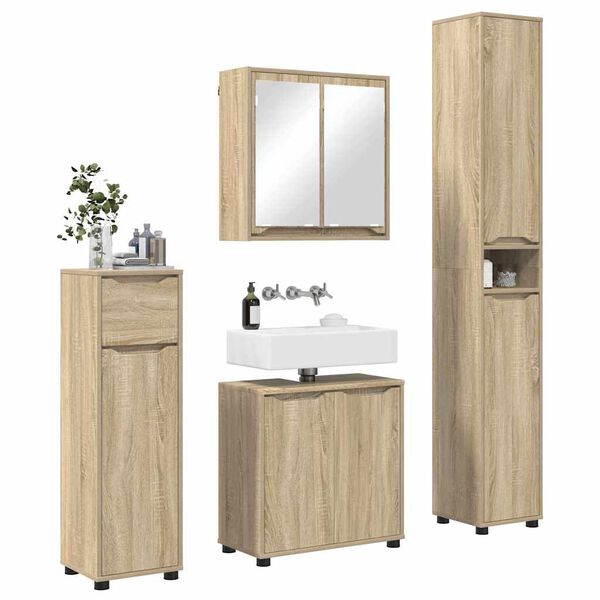 vidaXL Set de mobilier pentru baie 4 pcs Stejar Sonoma Lemn compozit