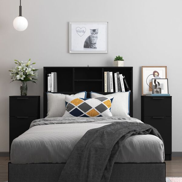 vidaXL Servante, 2 buc., negru, 30x30x70 cm, lemn prelucrat