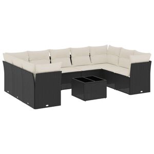 vidaXL Set canapele de grădină cu perne, 10 piese, negru, poliratan