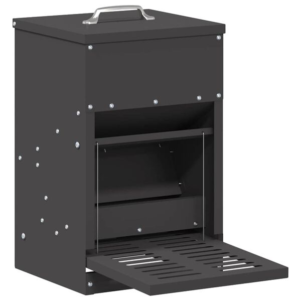 vidaXL Hrănitor cu pedale pentru pui Negru 25 x 42 x 40 cm