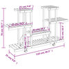 vidaXL Suport pentru flori cu roți, 110x25x78 cm, lemn masiv de brad