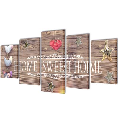 Set tablouri din pânză cu imprimeu Home Sweet Home, 100 x 50 cm