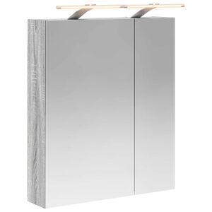 vidaXL Dulap cu oglindă pentru baie Gri Sonoma 60 x 14,5 x 70 cm