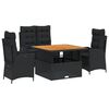 vidaXL Set mobilier de grădină cu perne, 4 piese, negru, poliratan